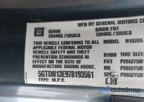 2007 Hummer H3 Suv z USA, uszkodzony, nr VIN 5GTDN13E978193561